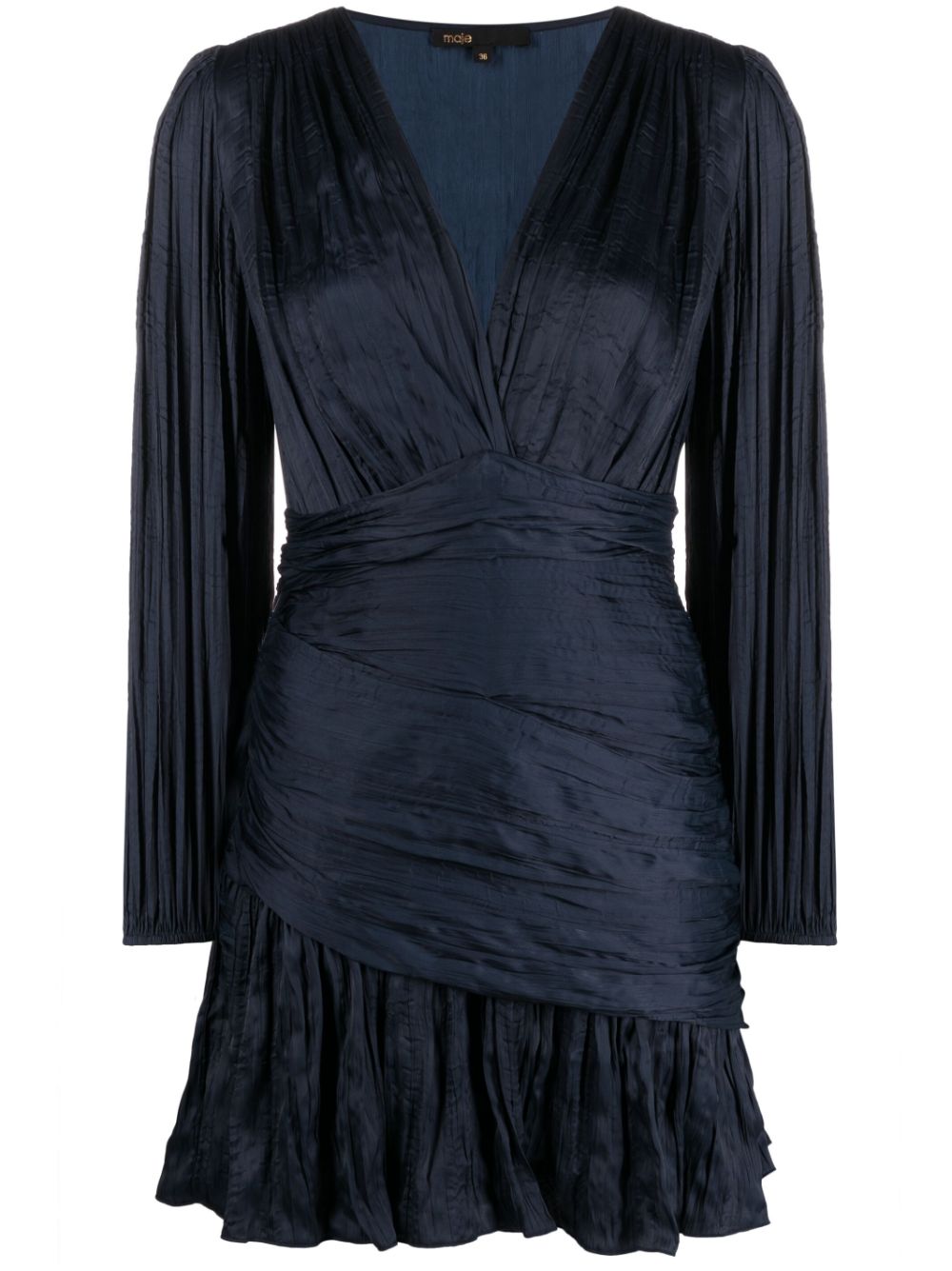 V-neck long-sleeve dress - Blue