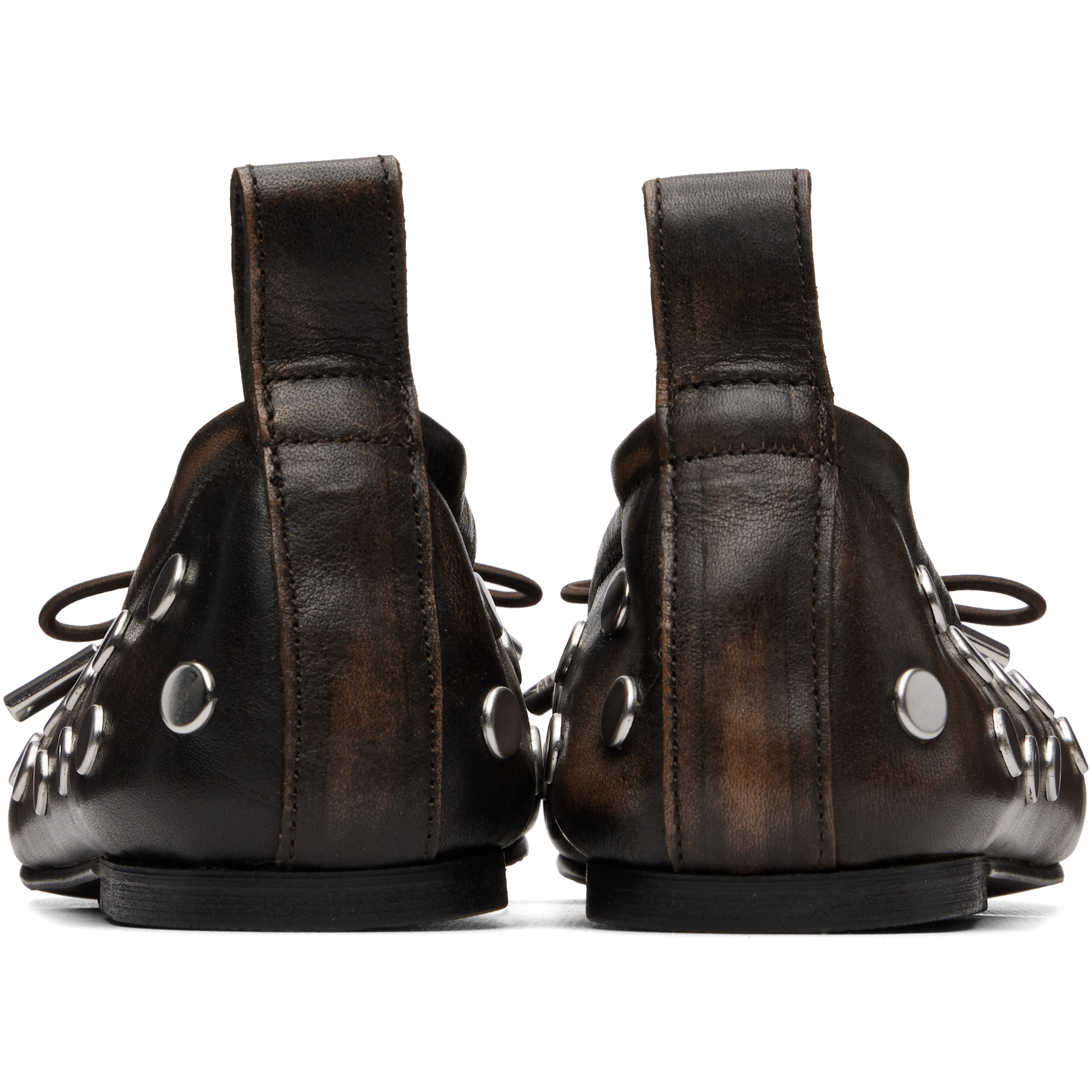 Brown Rosalind All Studs Vintage Effect Ballerina Flats