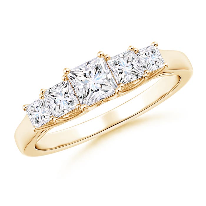 Angara 0.36 Carat Graduated Princess-Cut Trellis Diamond Five Stone Ring in 14K Yellow Gold
