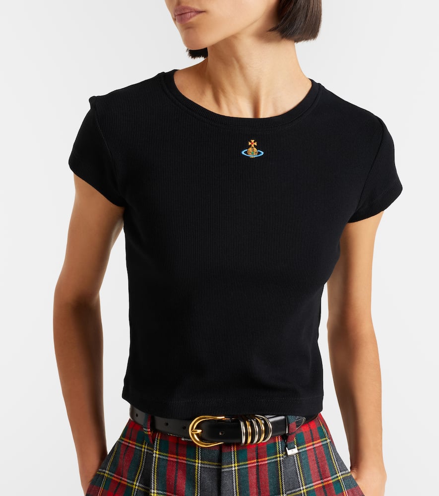 Peru cropped cotton-blend jersey T-shirt