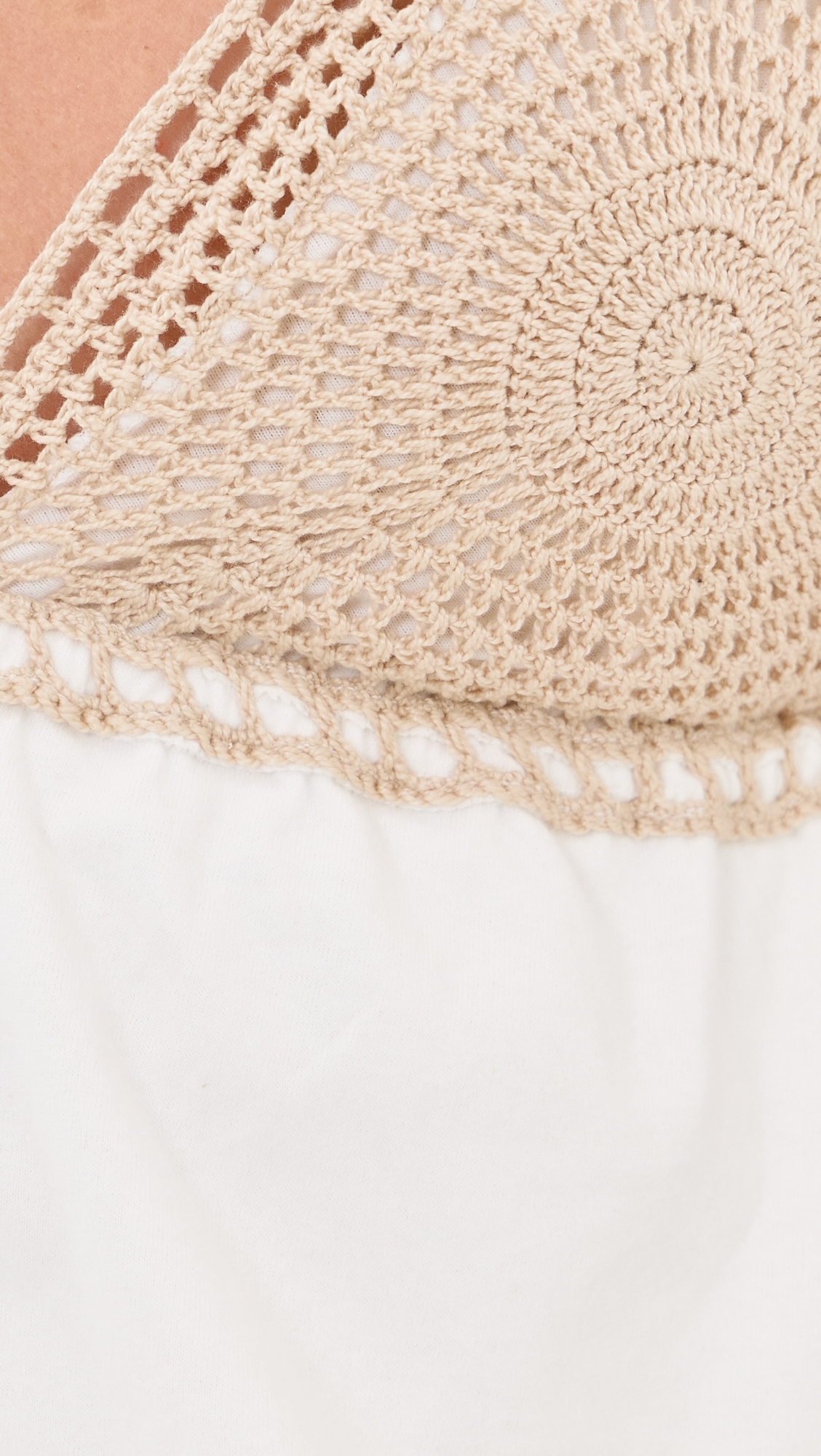 Crochet Bodice Halter Top Off-White