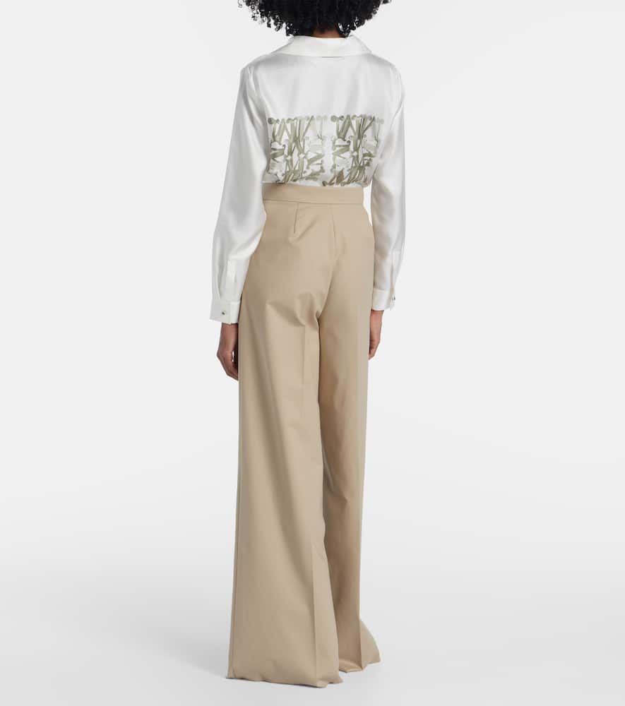 Cotton-blend wide-leg pants