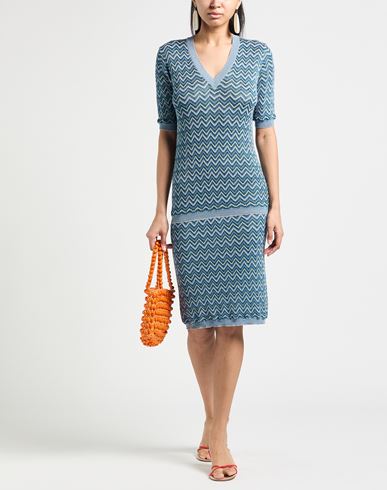 Woman Mini dress Light blue Size L Viscose, Cotton, Wool, Metallic fiber, Polyamide
