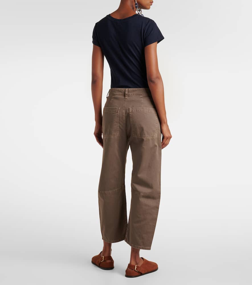 Alexis cotton twill barrel-leg pants