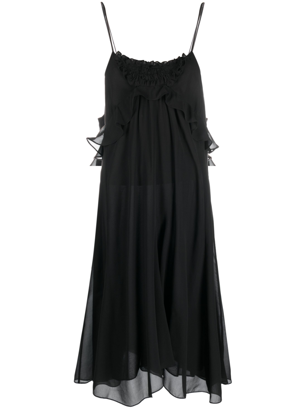 Teza ruffle-trim silk dress - Blue