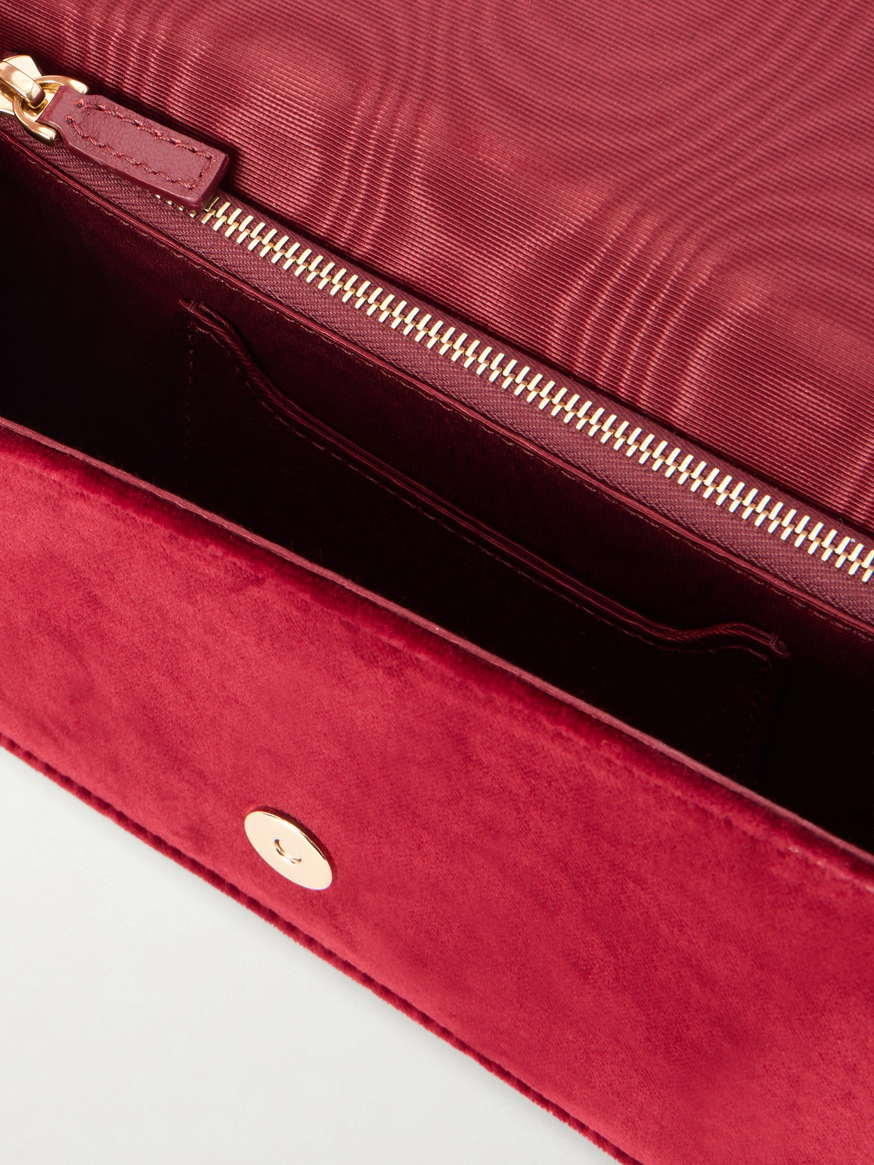 Vlogo Signature Mini Bow-detailed Velvet Shoulder Bag - Burgundy