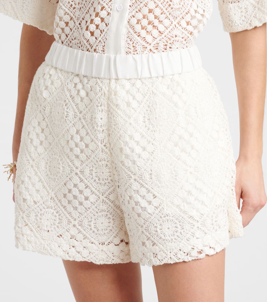 Crochet high-rise cotton shorts