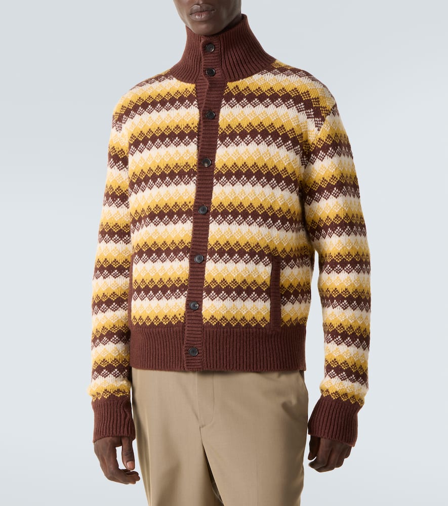 Jacquard cashmere and wool cardigan