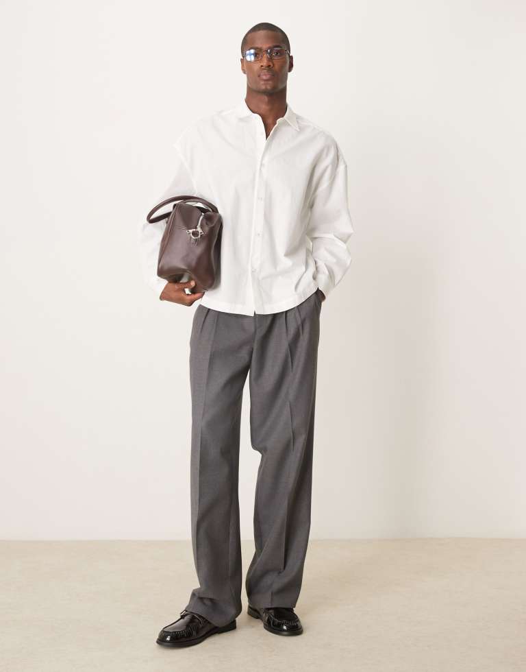 ASOS DESIGN Mens oversized drop shoulder shirt in white - X-Large