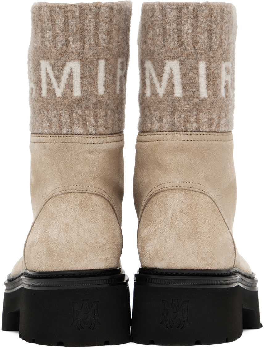Tan knit collar combat boots