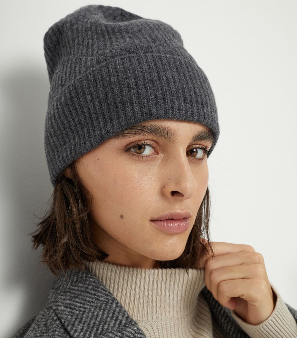 Cashmere Embellished Ribbed Beanie