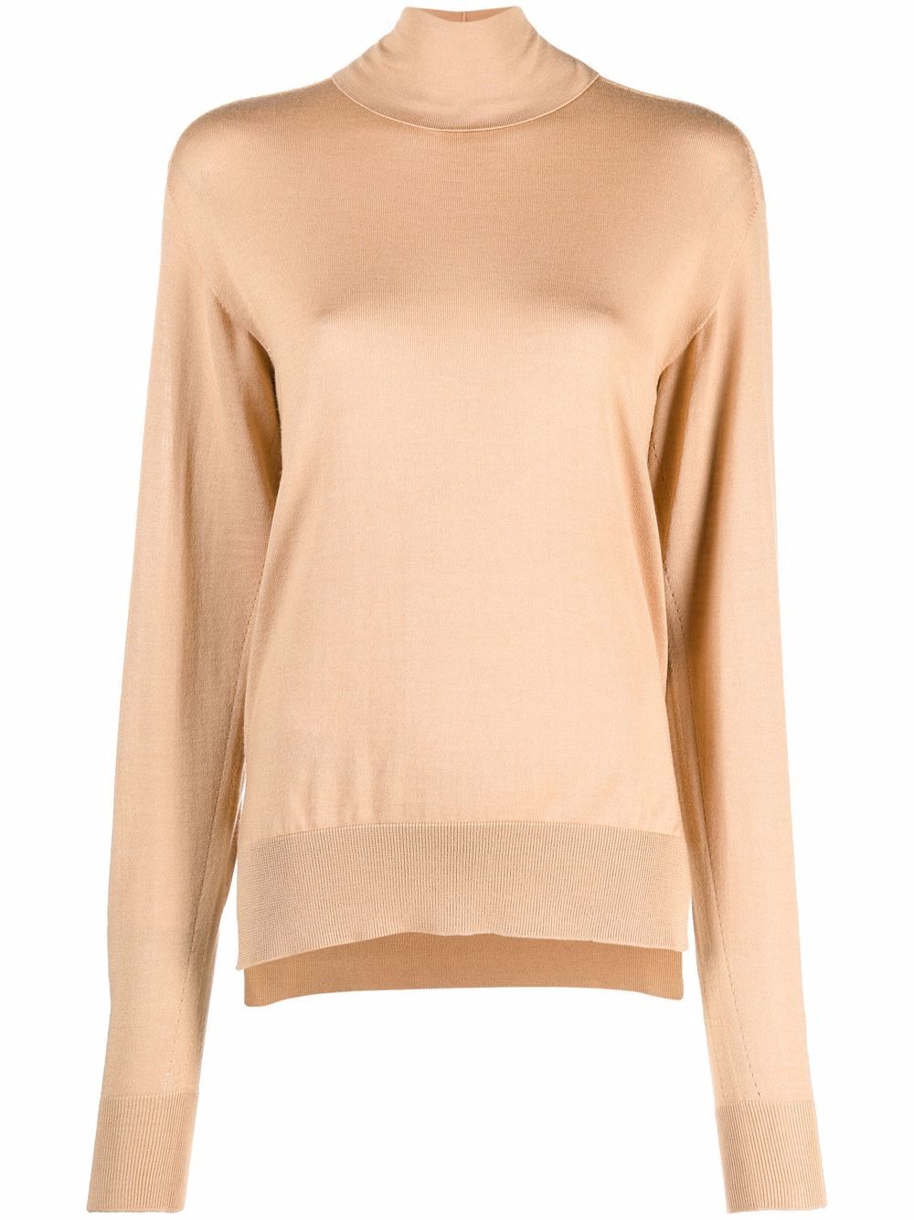 Roll-neck fine-knit jumper - Neutrals