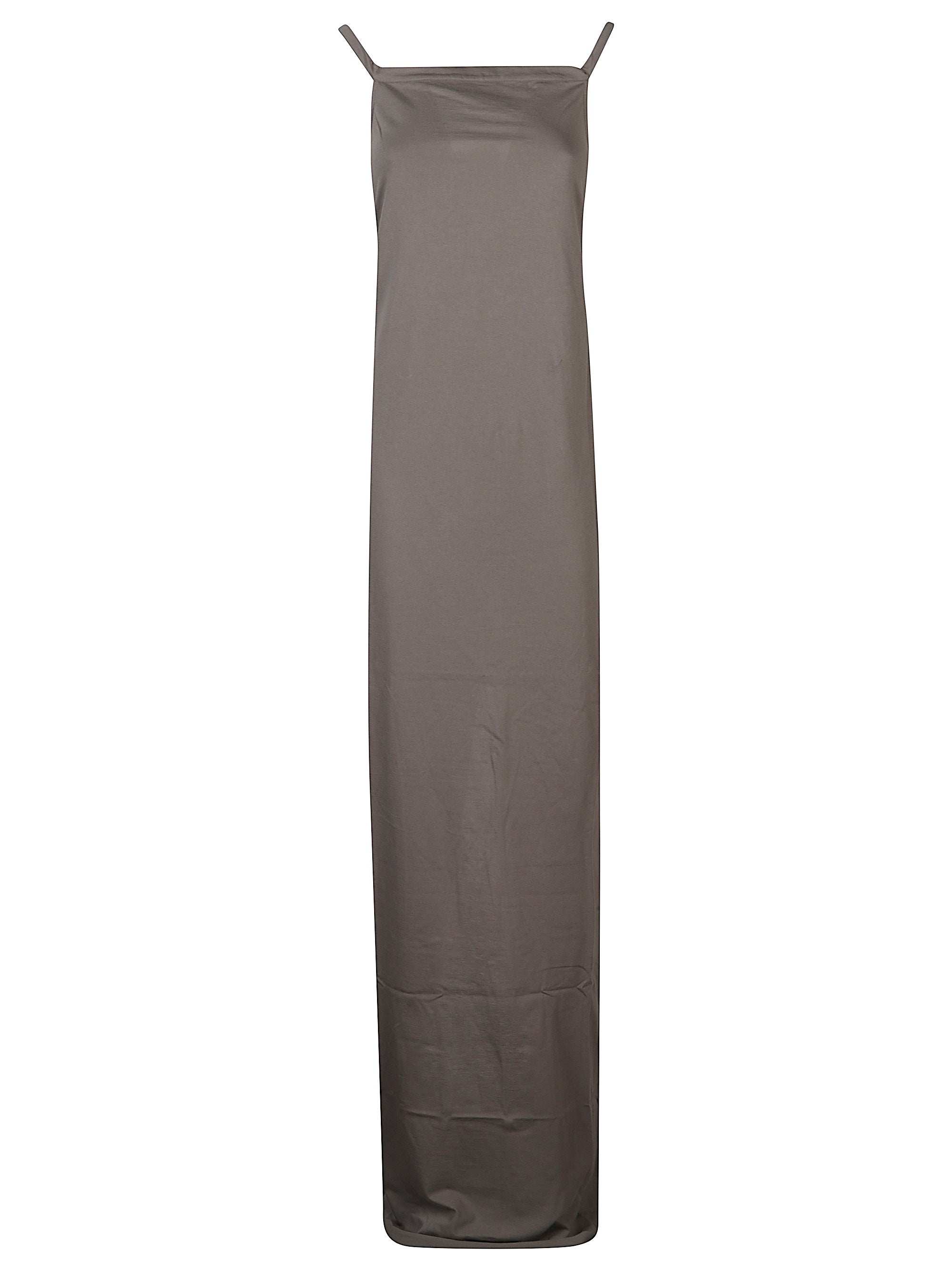 Sculpted Long Dress with Back Slit and Thin Straps