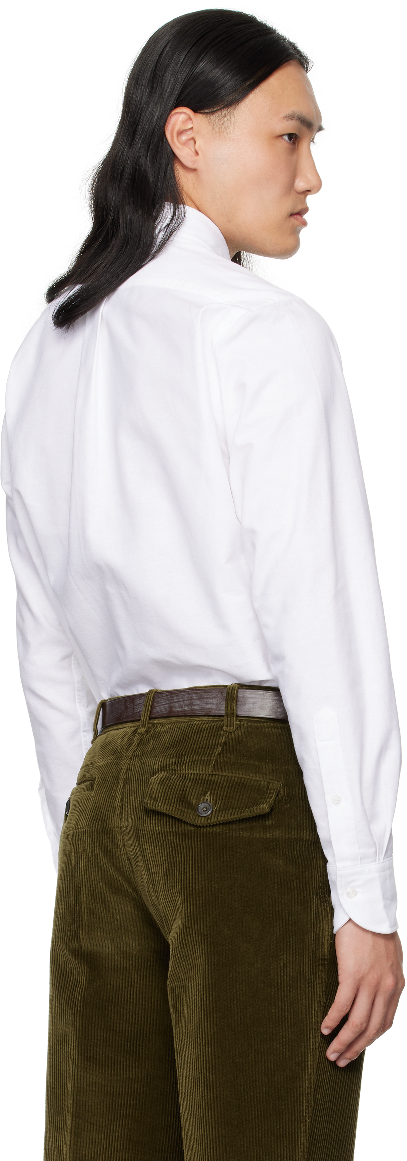 Drake's White Oxford Cotton Cloth Button-Down Shirt