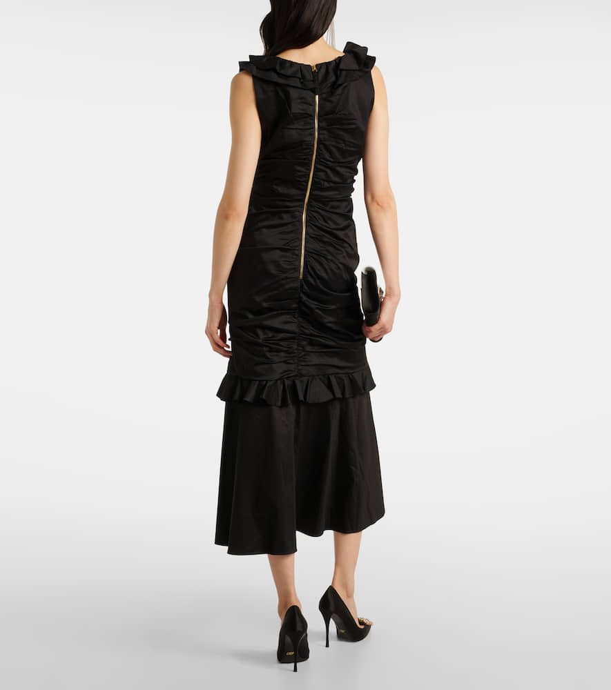 Ruffled cotton-blend midi dress