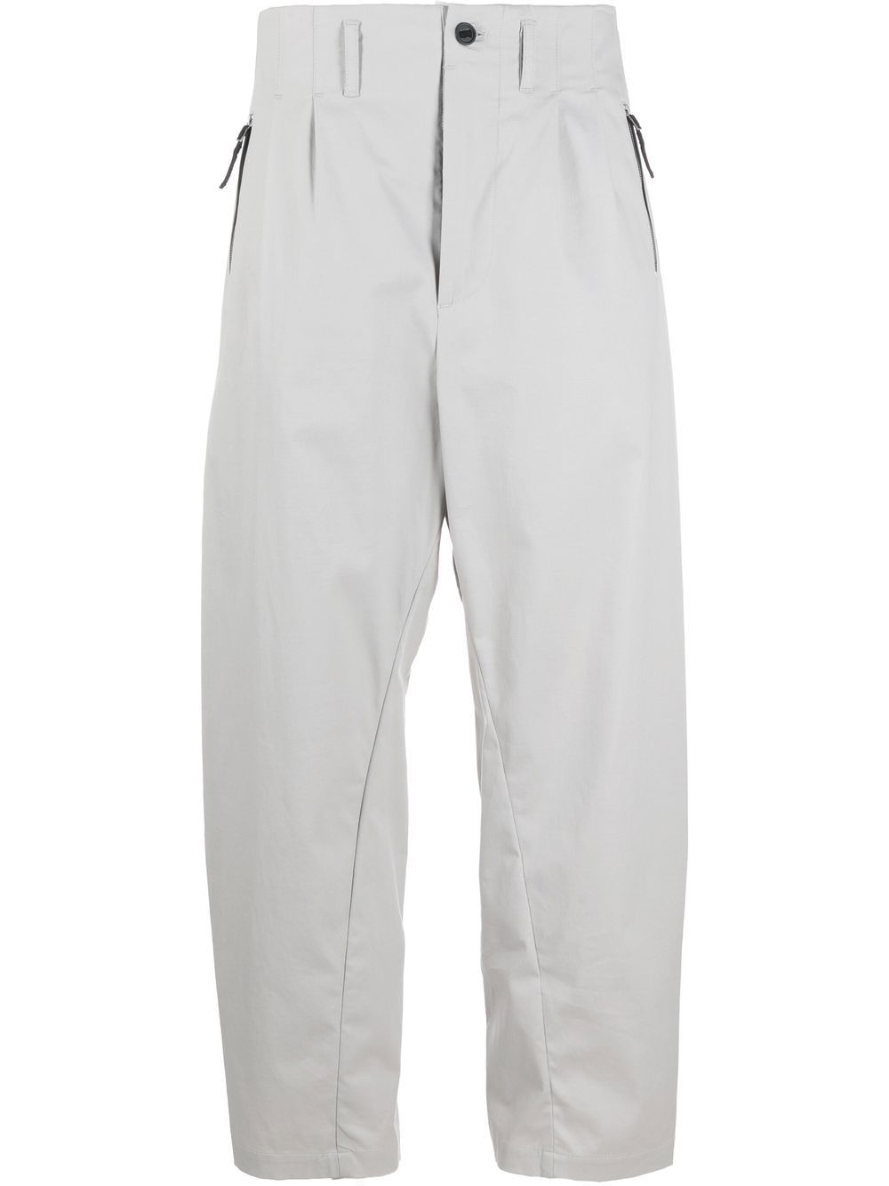 Pleat-detail zip-pockets worker pants - Grey