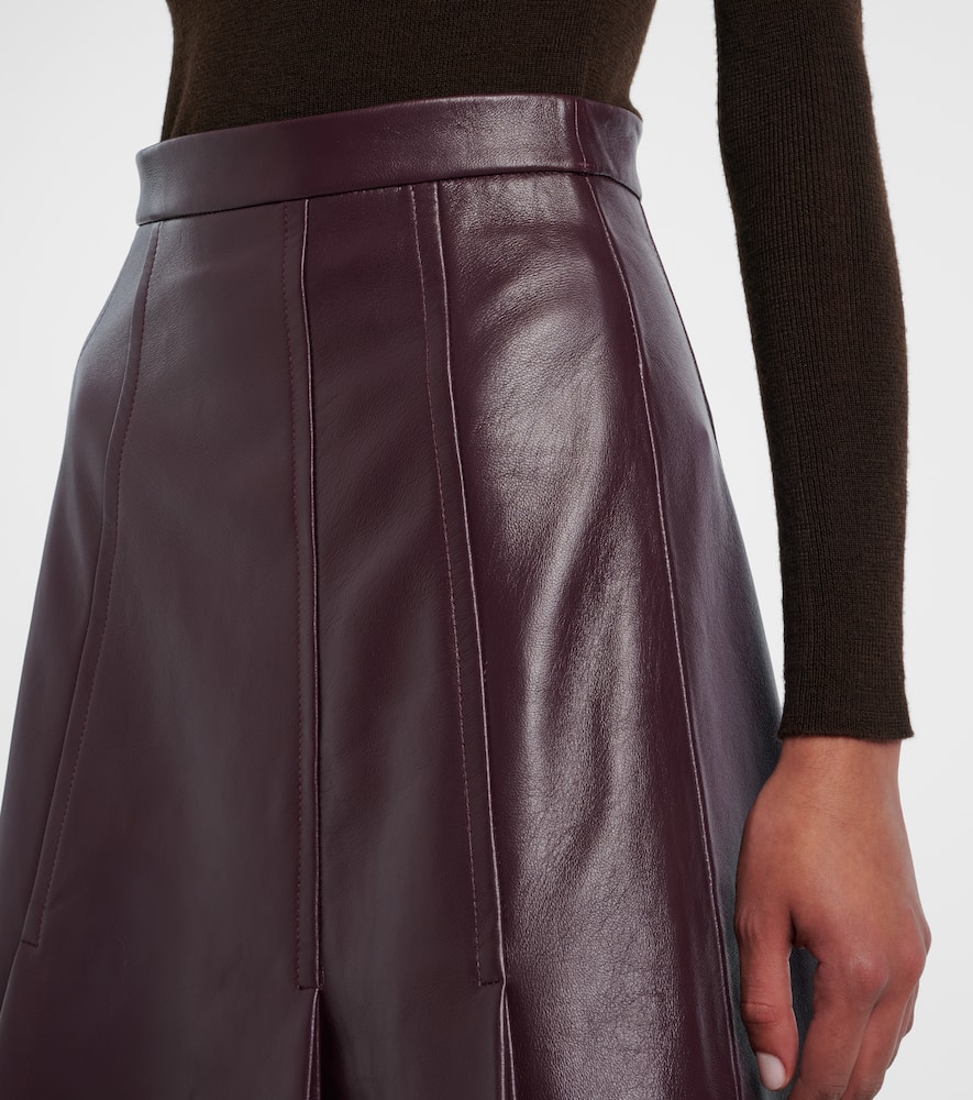 Kensie high-rise leather midi skirt