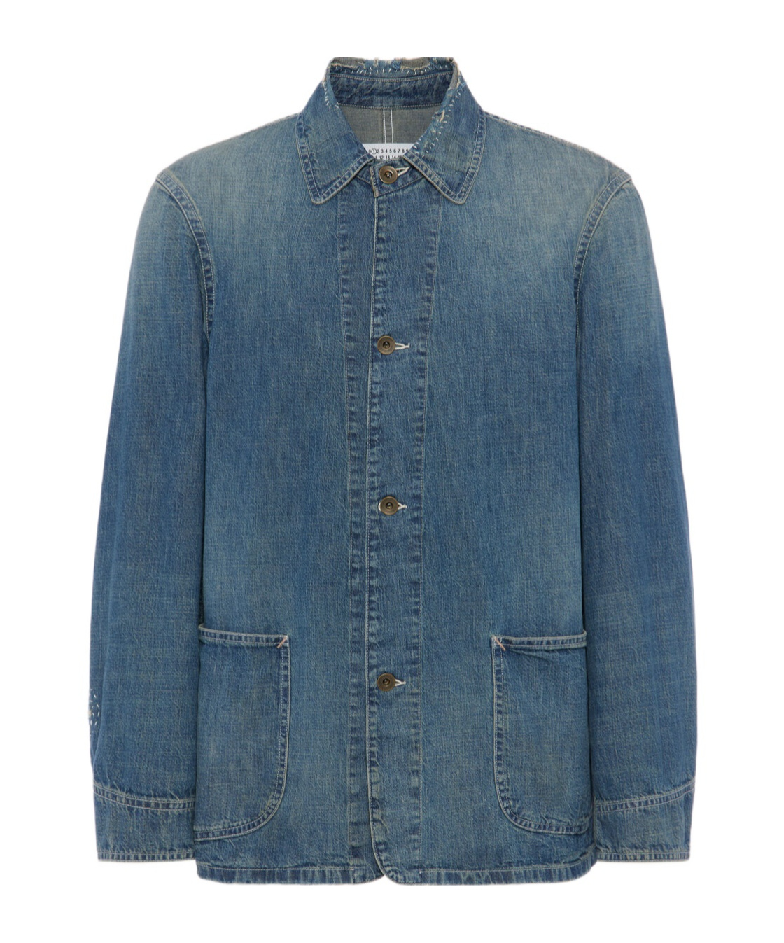 Distressed Denim Caban Jacket