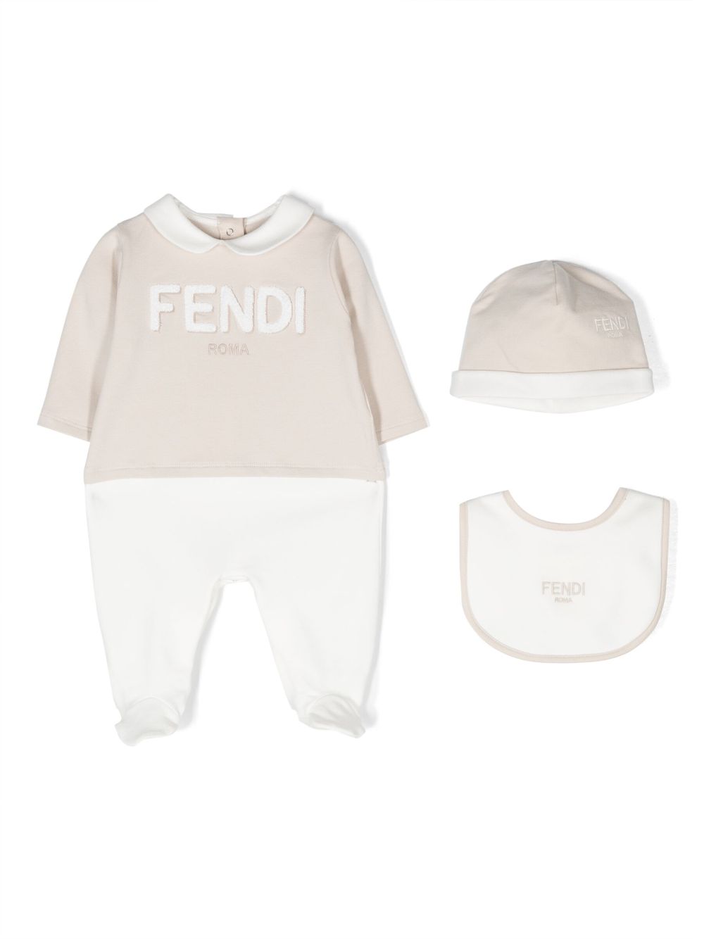 Embroidered-logo babygrow set - Pink