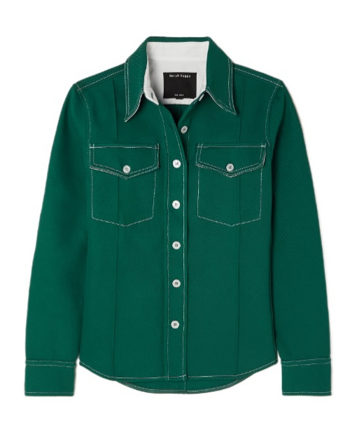 Paneled Cotton-Blend Khaki Shirt