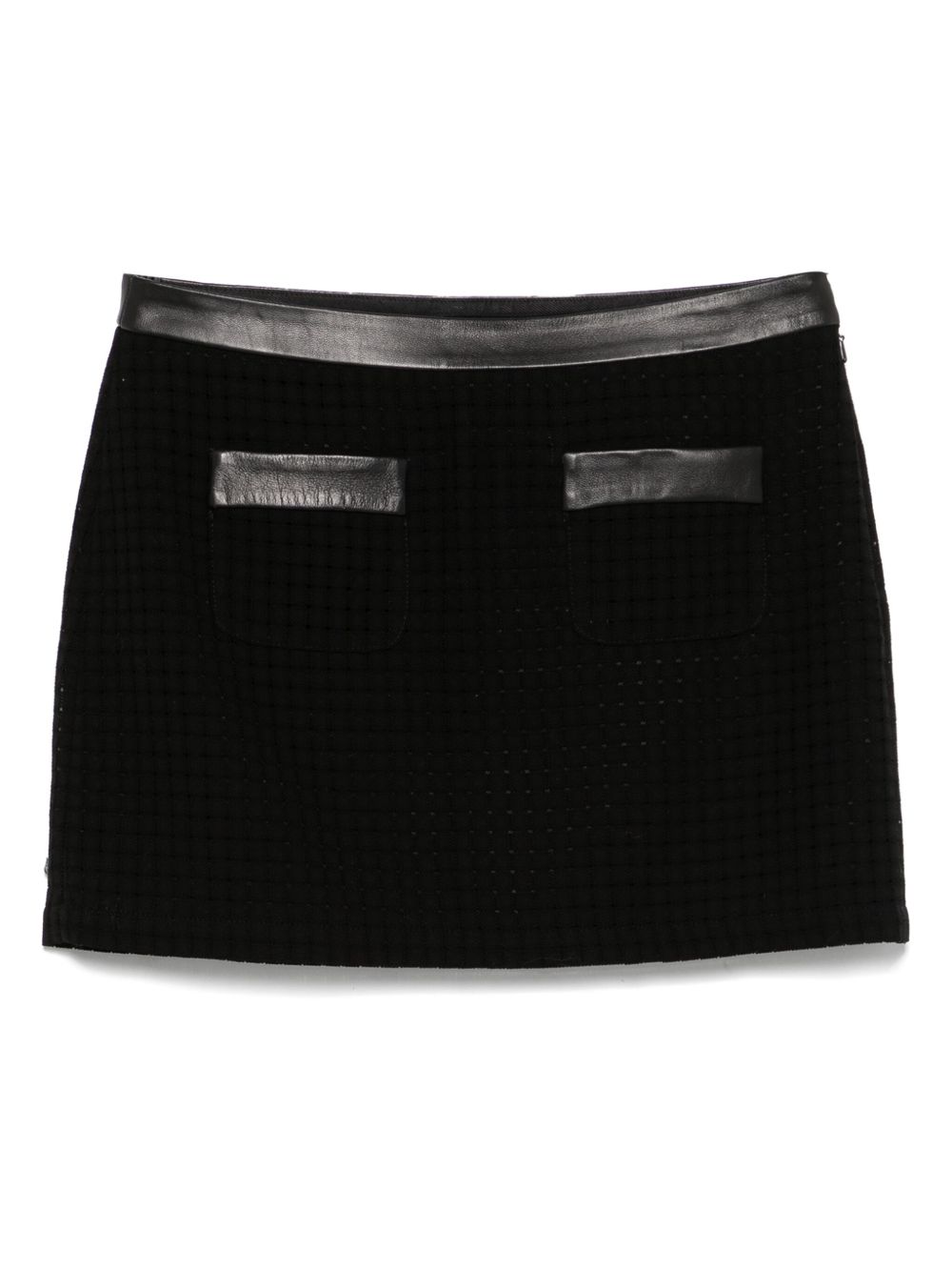 Open-weave tailored mini skirt - Black
