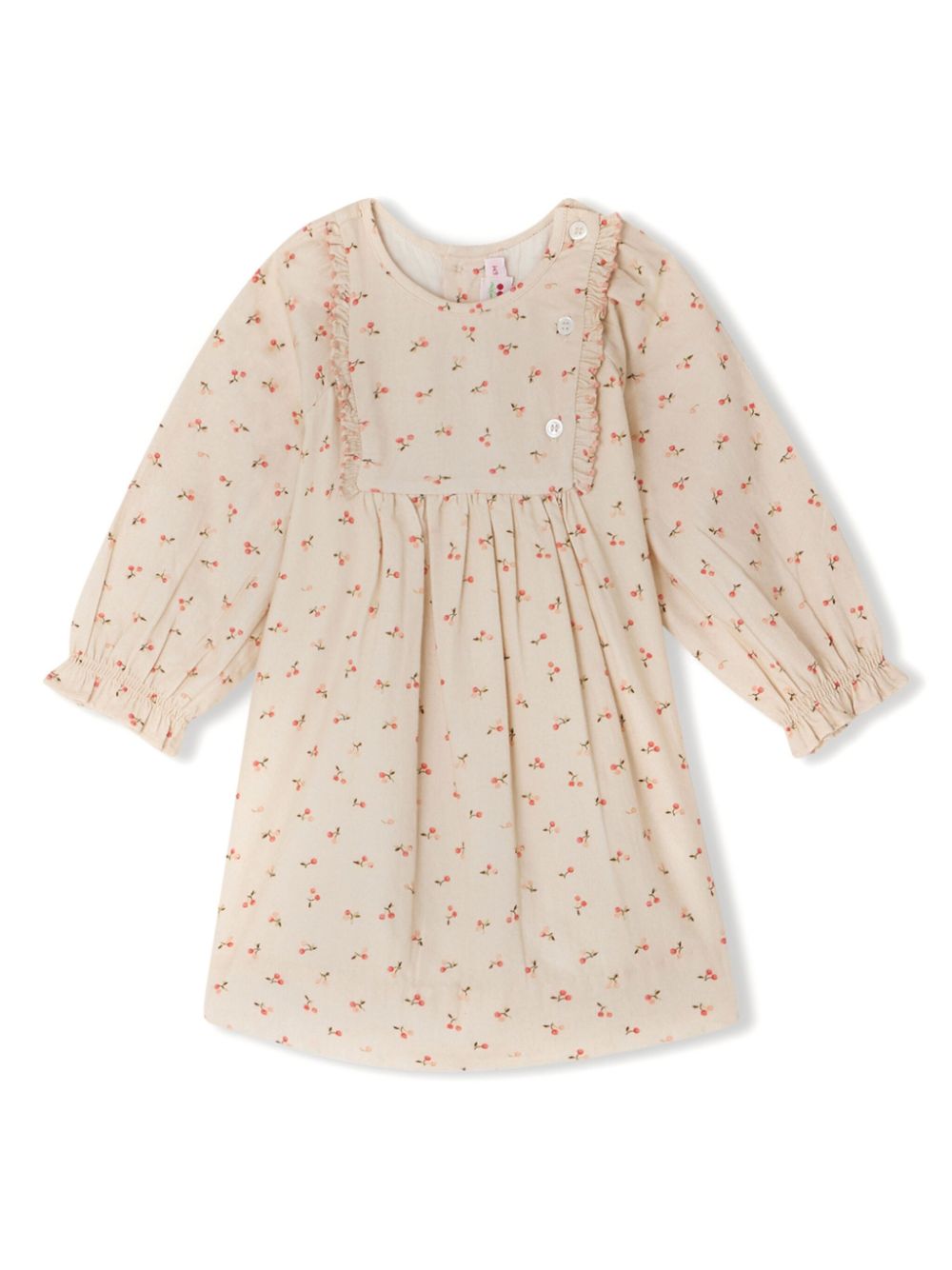 Cherry-print organic cotton dress - Neutrals