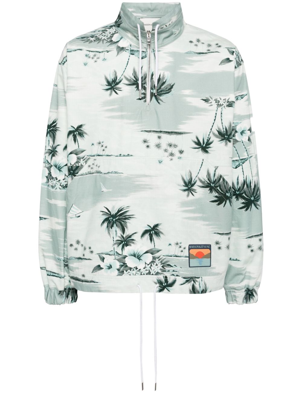 Graphic-print cotton jacket - Blue