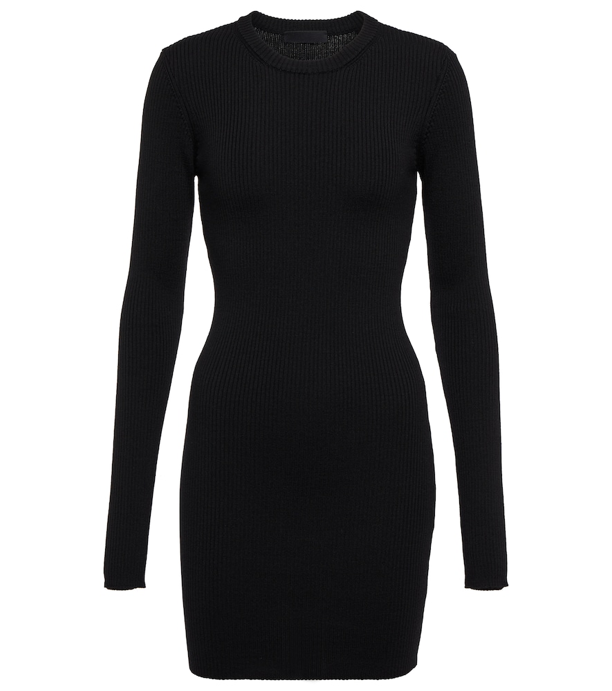 Rib-knit wool minidress