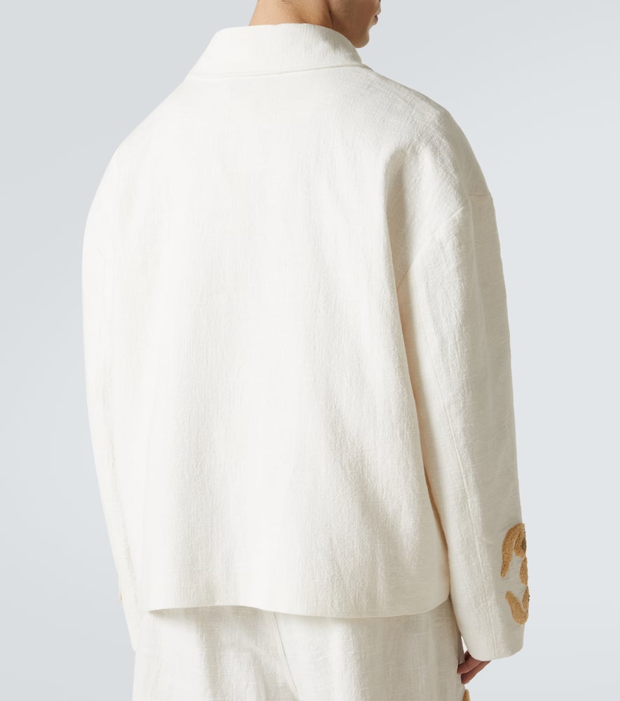 Floral linen and cotton bouclé jacket