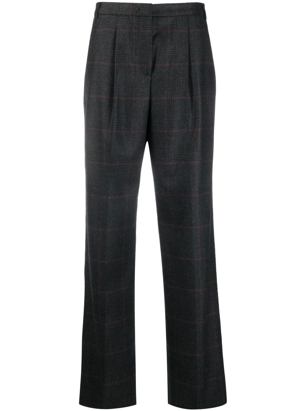 Check-pattern wide-leg trousers - Grey