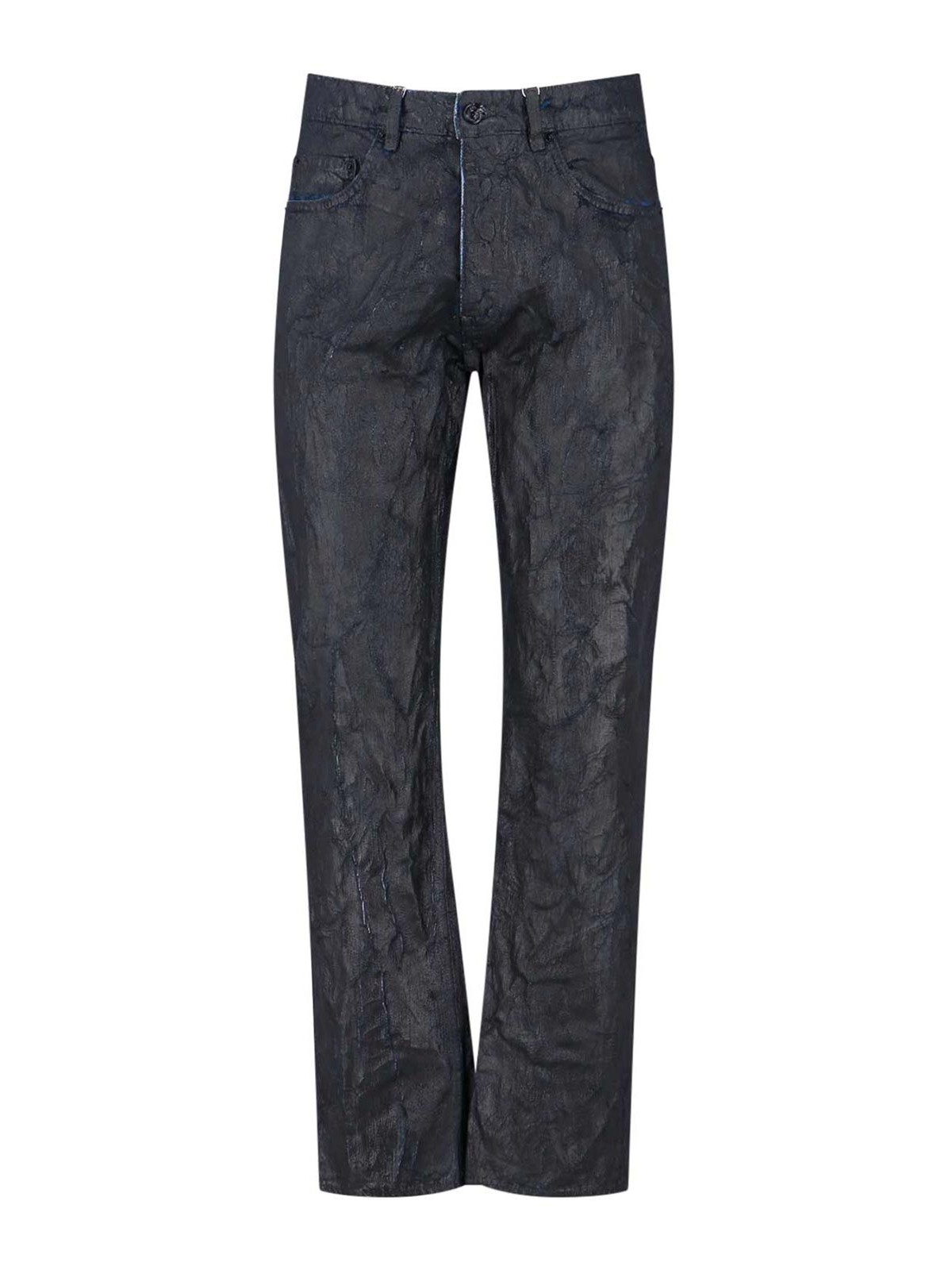 Waxed Effect Straight Jeans