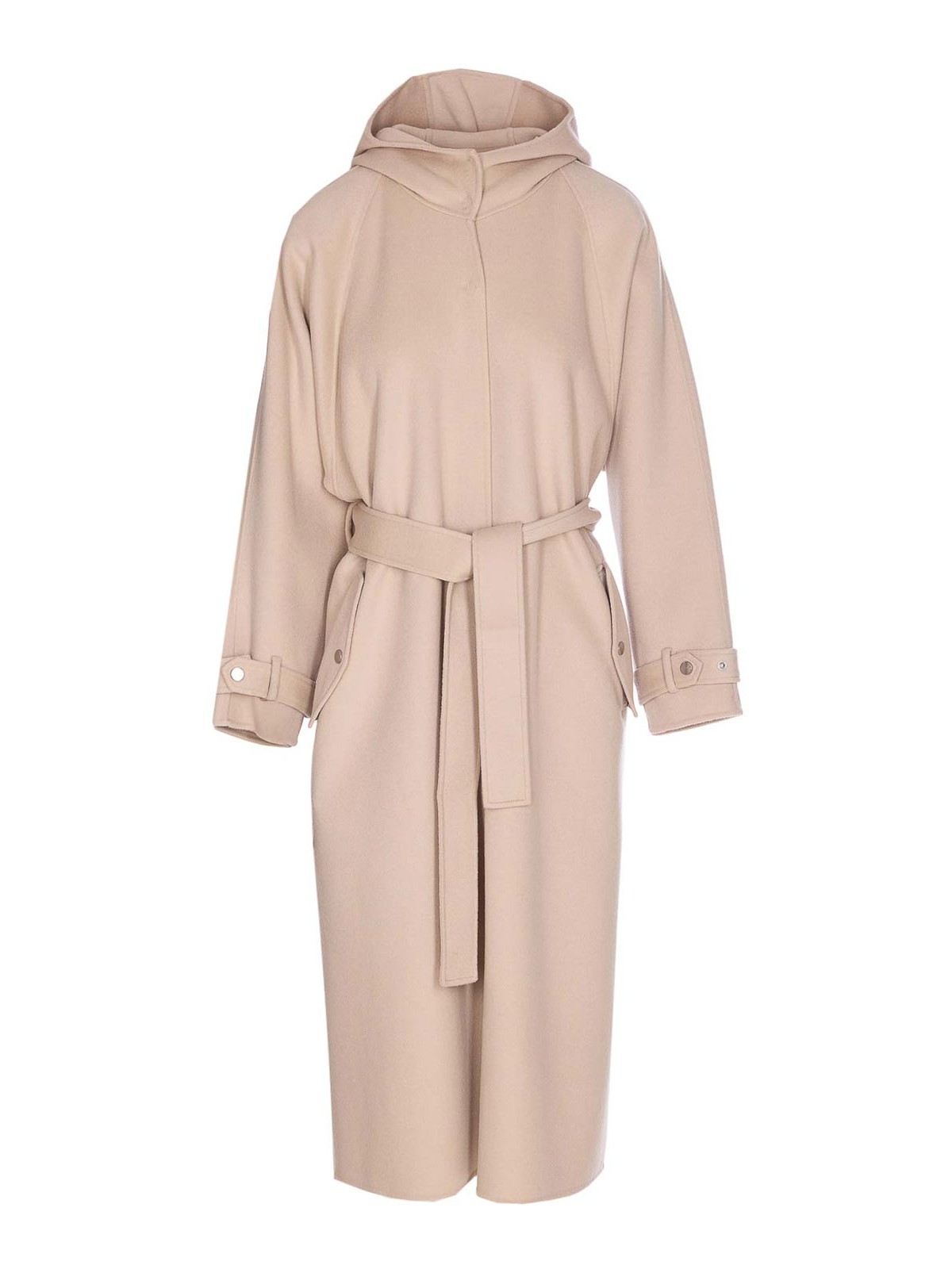 Beige Cartoccio Coat Frontal Buttons Closure