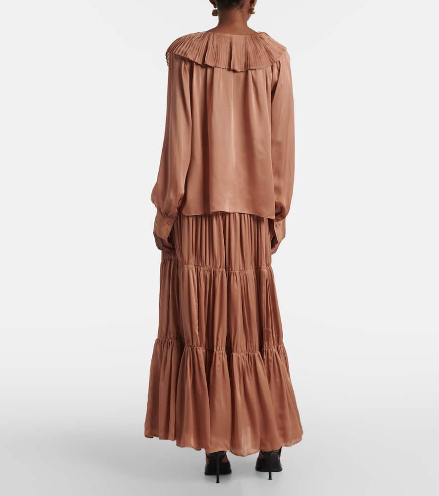 Liese pleated silk satin blouse