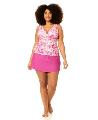Plus Size Tanzania Adjustable Strap Swim Tankini Top Skirt