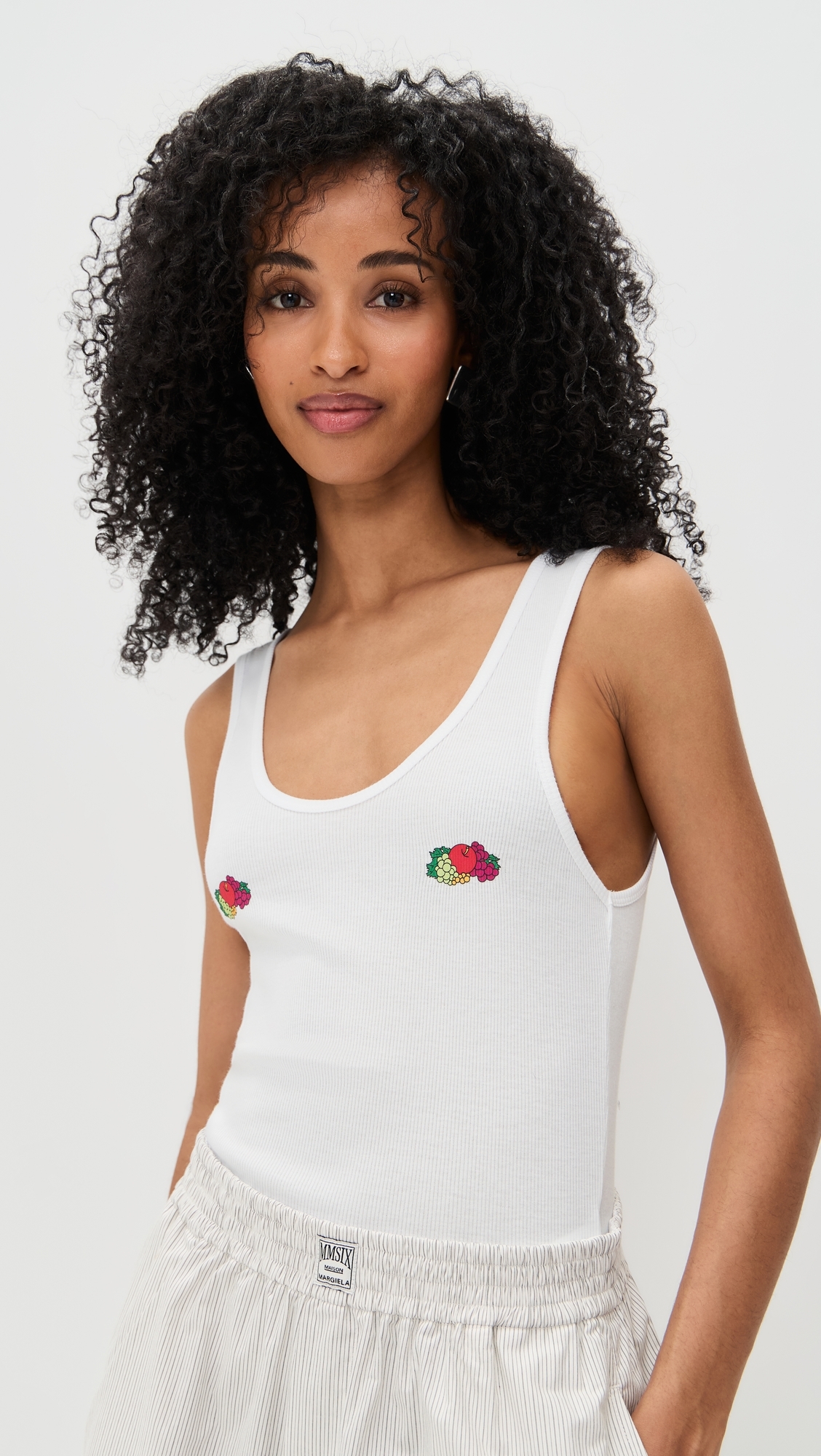 Homme Girls X Fruit of The Loom Classic Tank with Double Logo White w/ Fruit Clusters