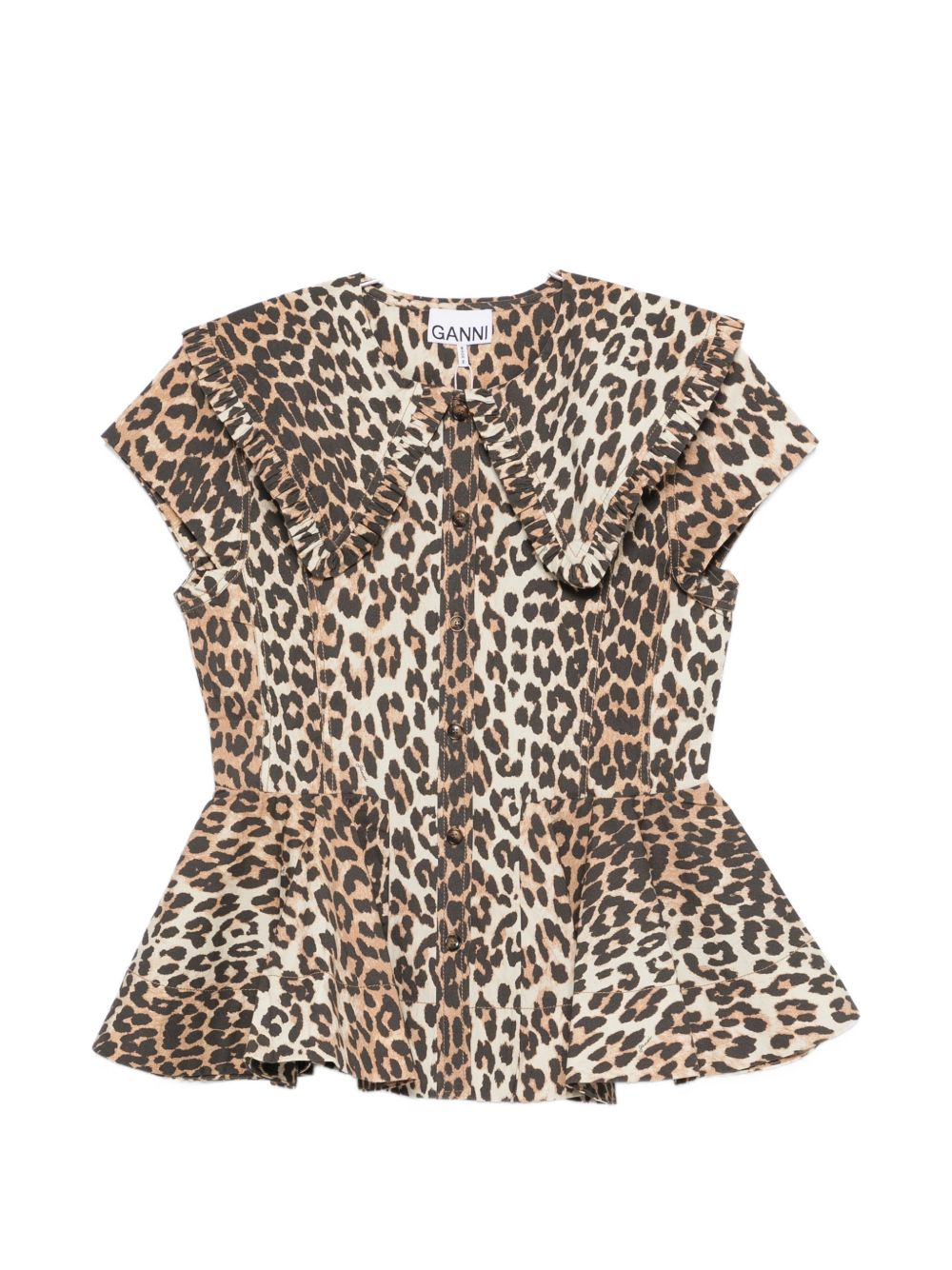 Leopard-Print Organic Cotton Shirt — Brown