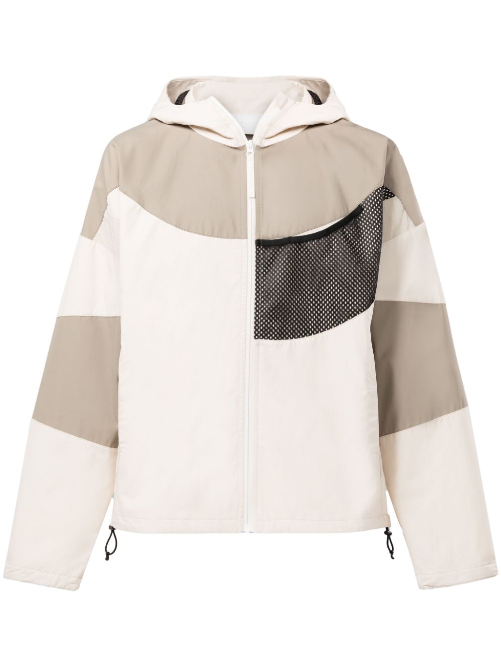 Patchwork hooded windbreaker - Neutrals