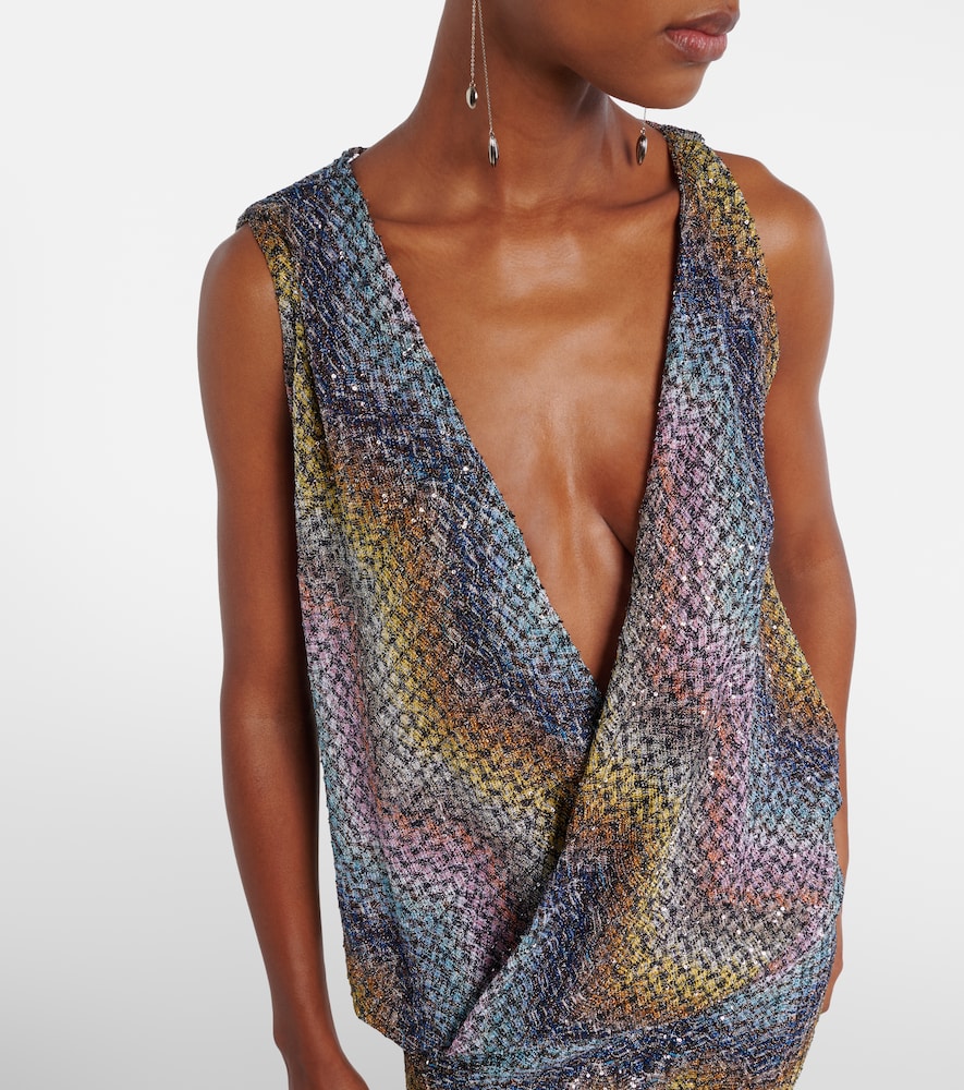 Sequined knitted lamé top