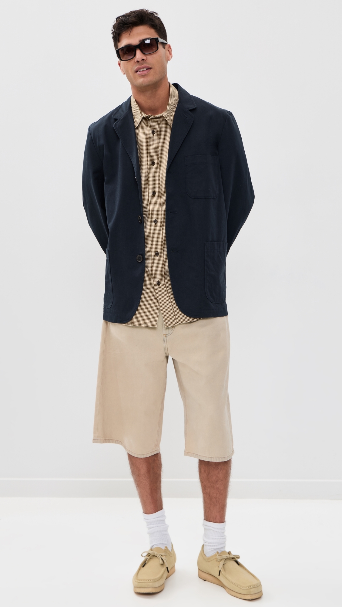 Short Sleeve Chambray Shirt Coffee/Natural Plaid
