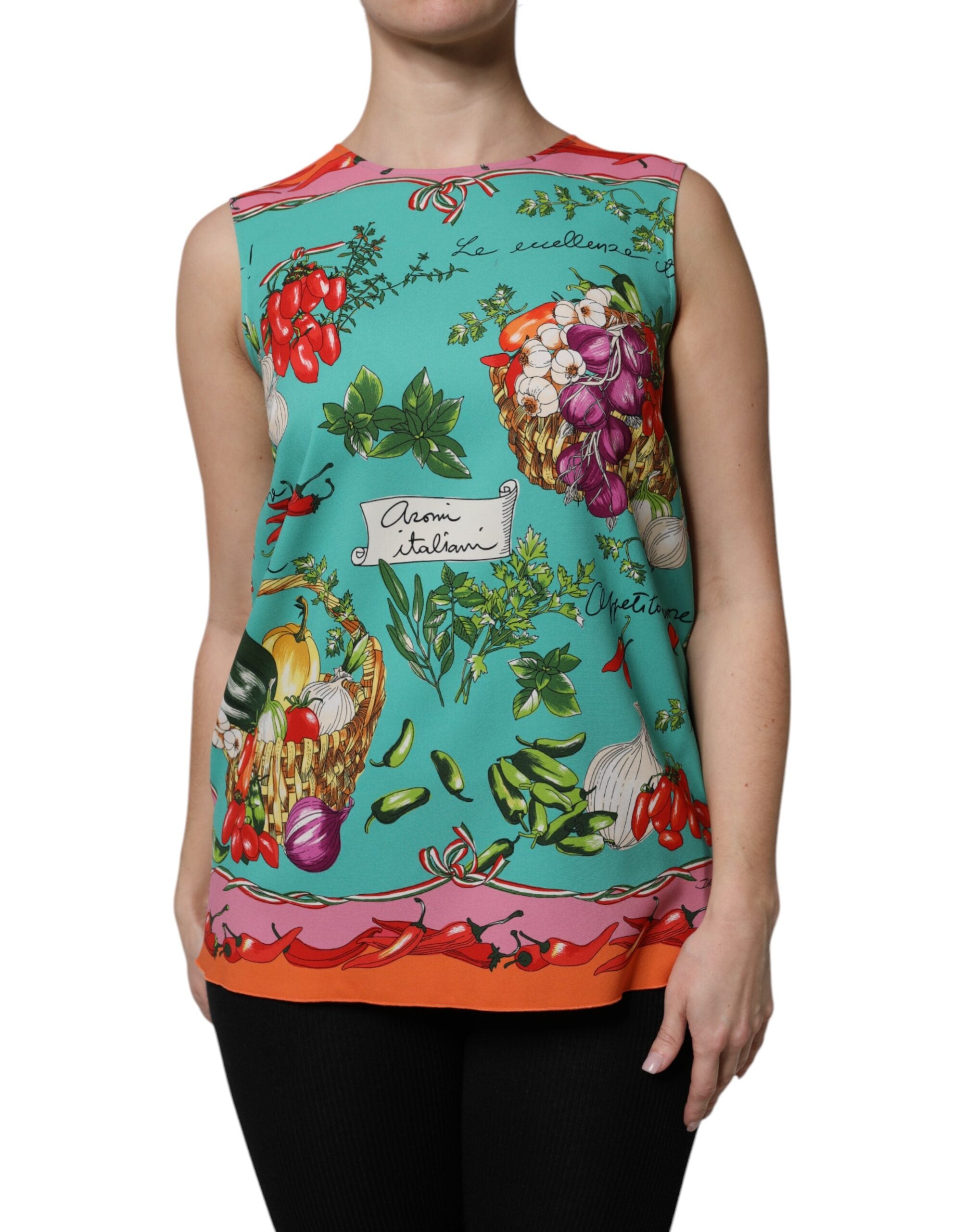 Floral-Print Silk Tank Top — Multicolor