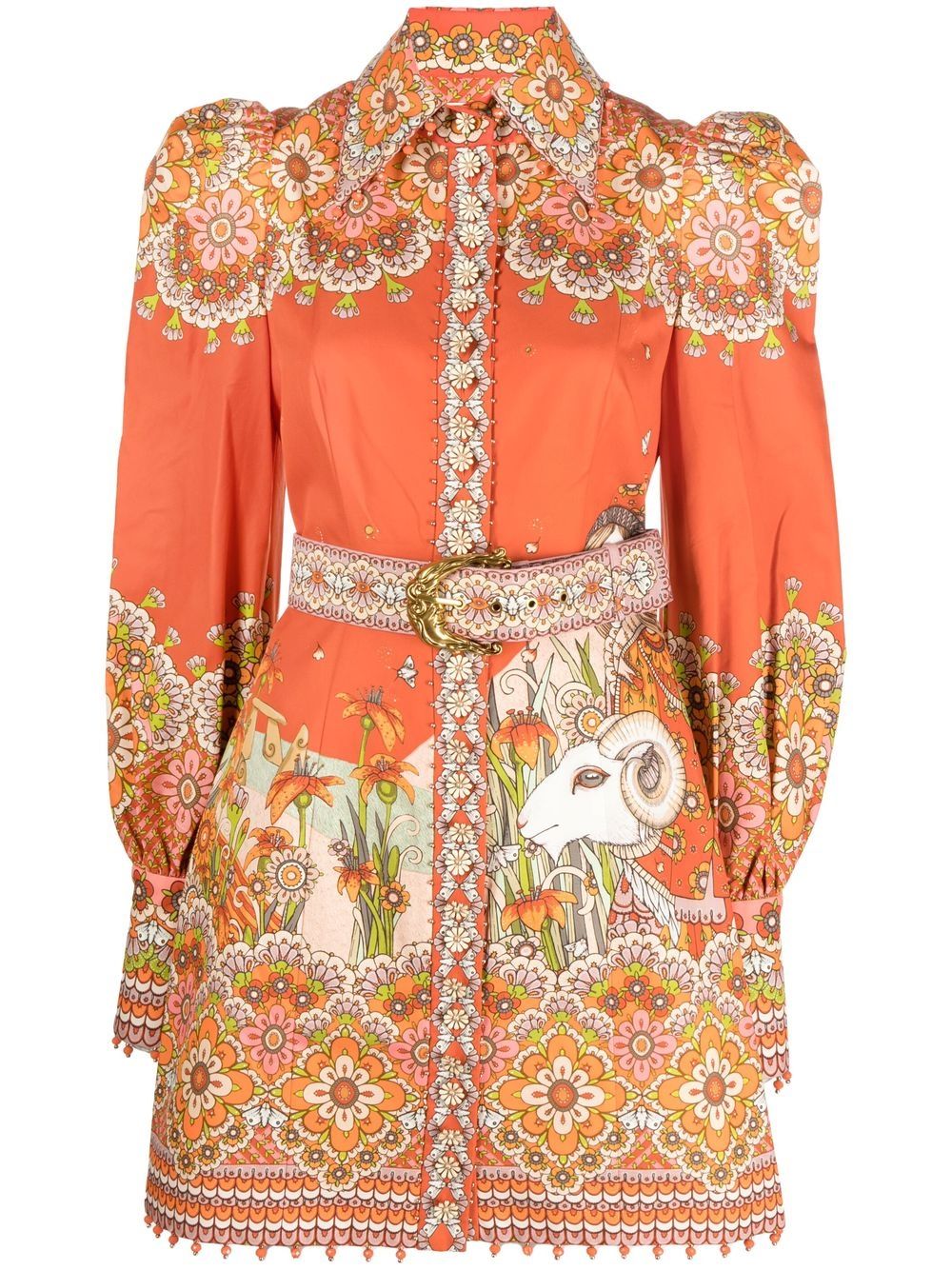 Kaleidoscope Aries printed shirt dress - Orange