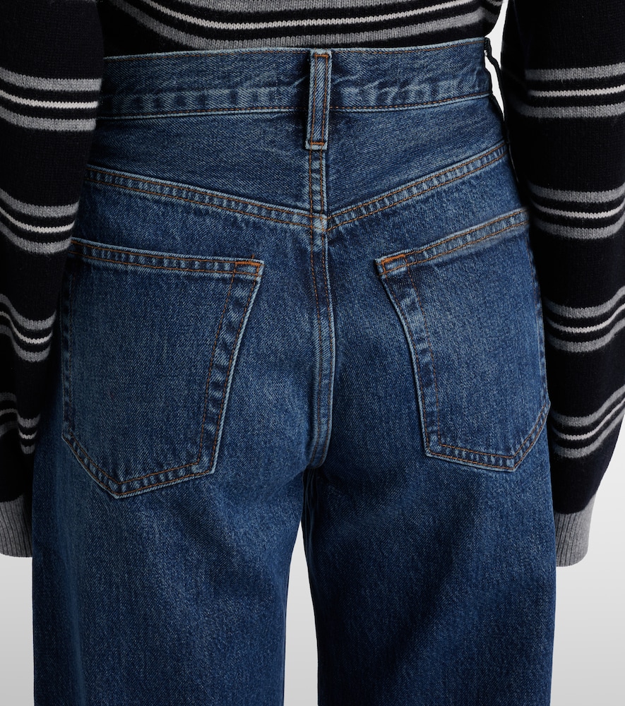 Bow frayed barrel-leg jeans