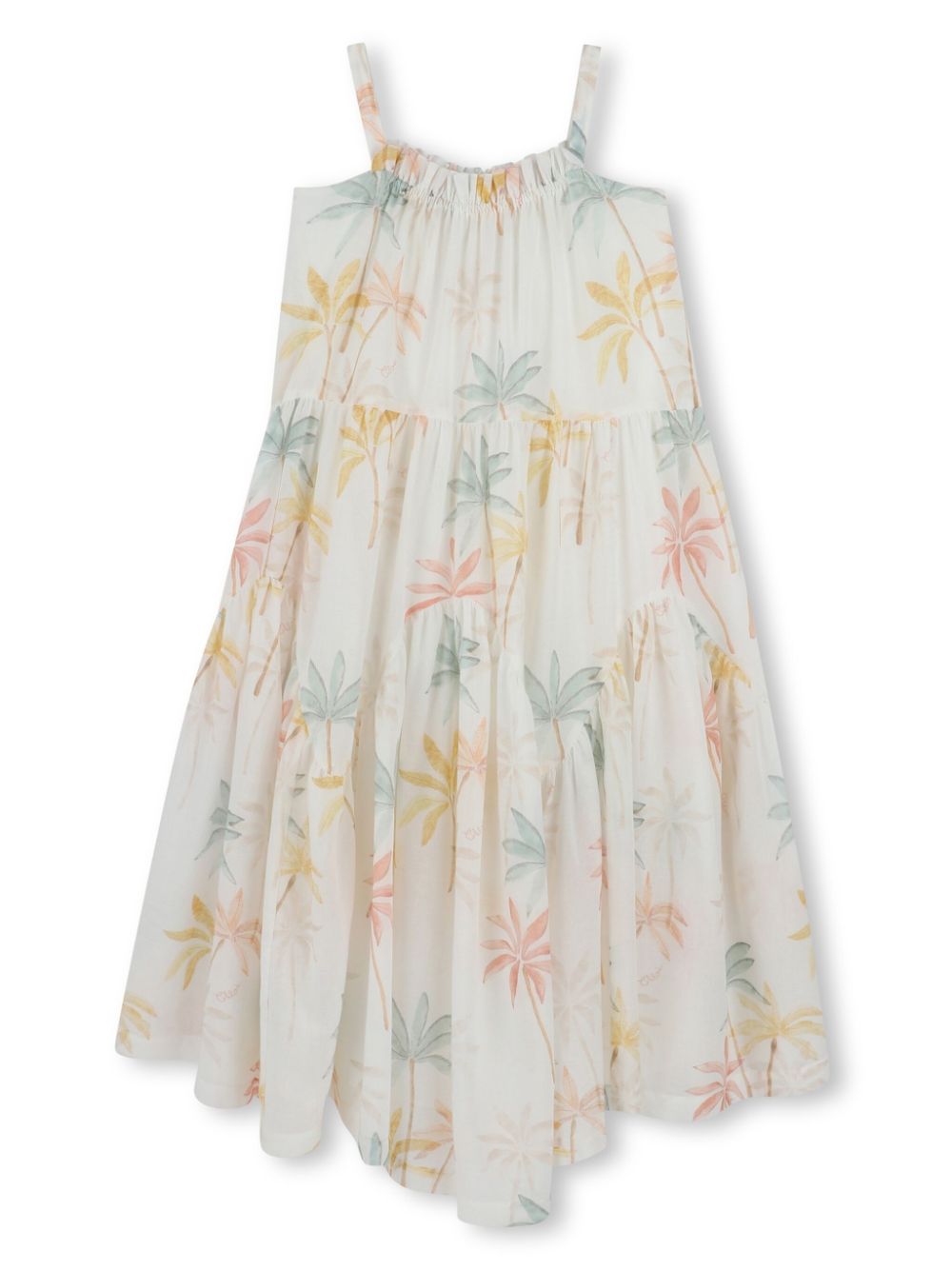Palm tree-print dress - White