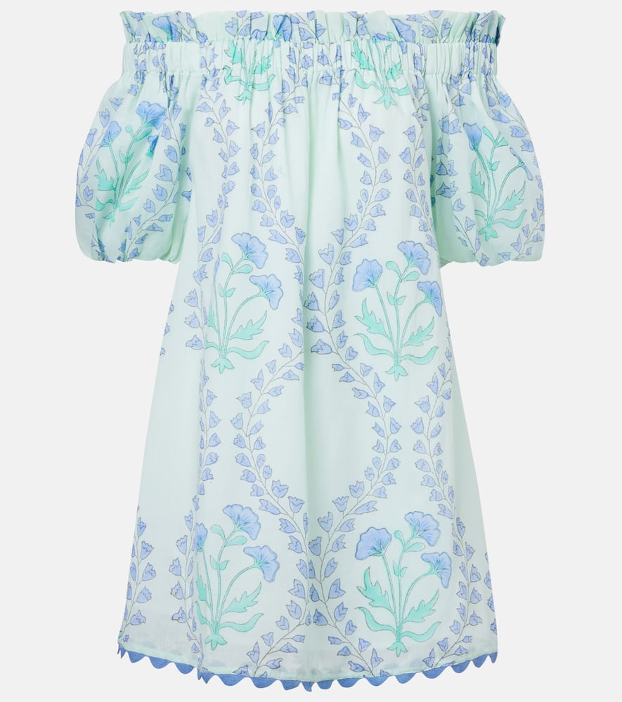Printed off-shoulder cotton minidress