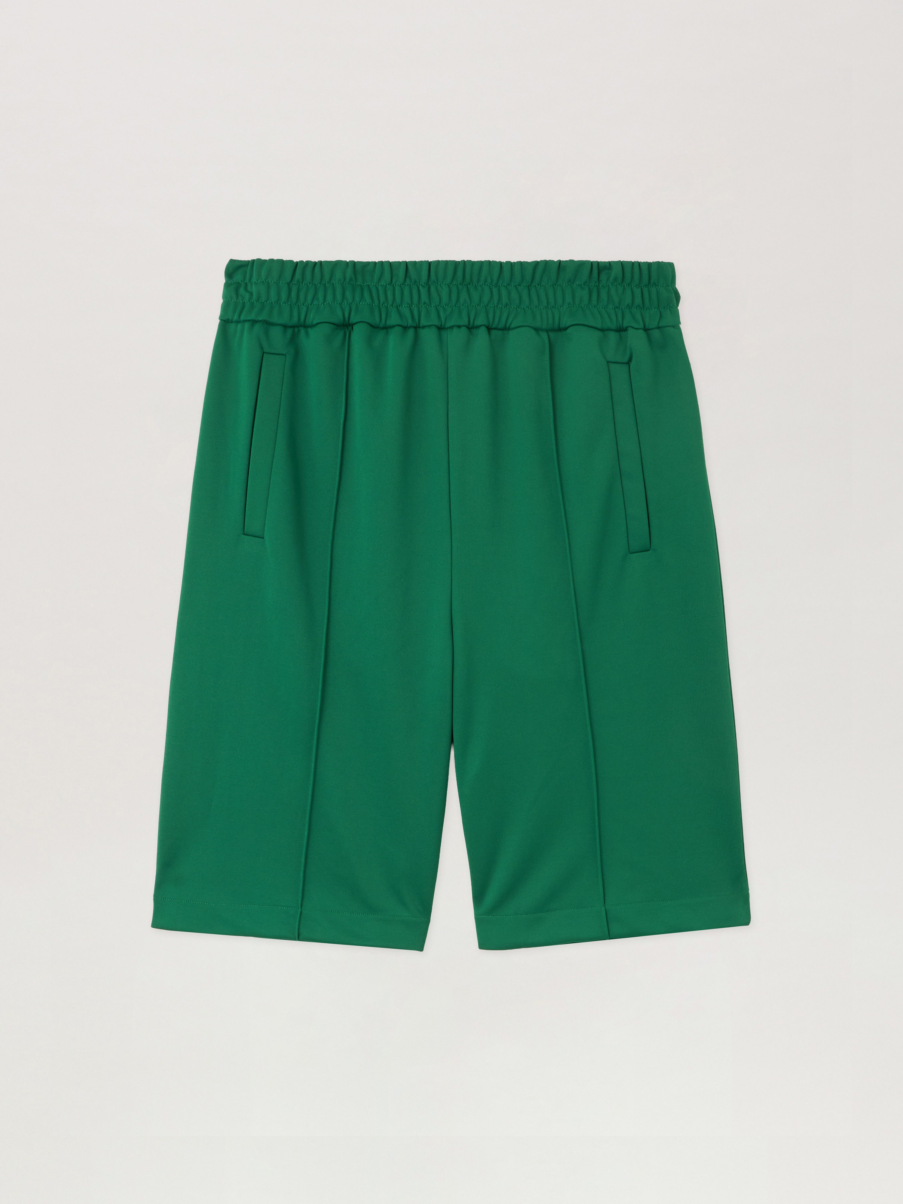 B Curved Logo Track Shorts Man  Green Black