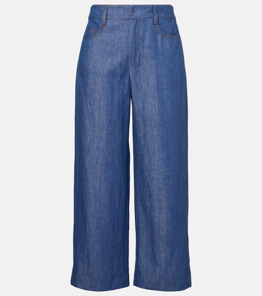 Dante cotton and linen twill wide-leg pants