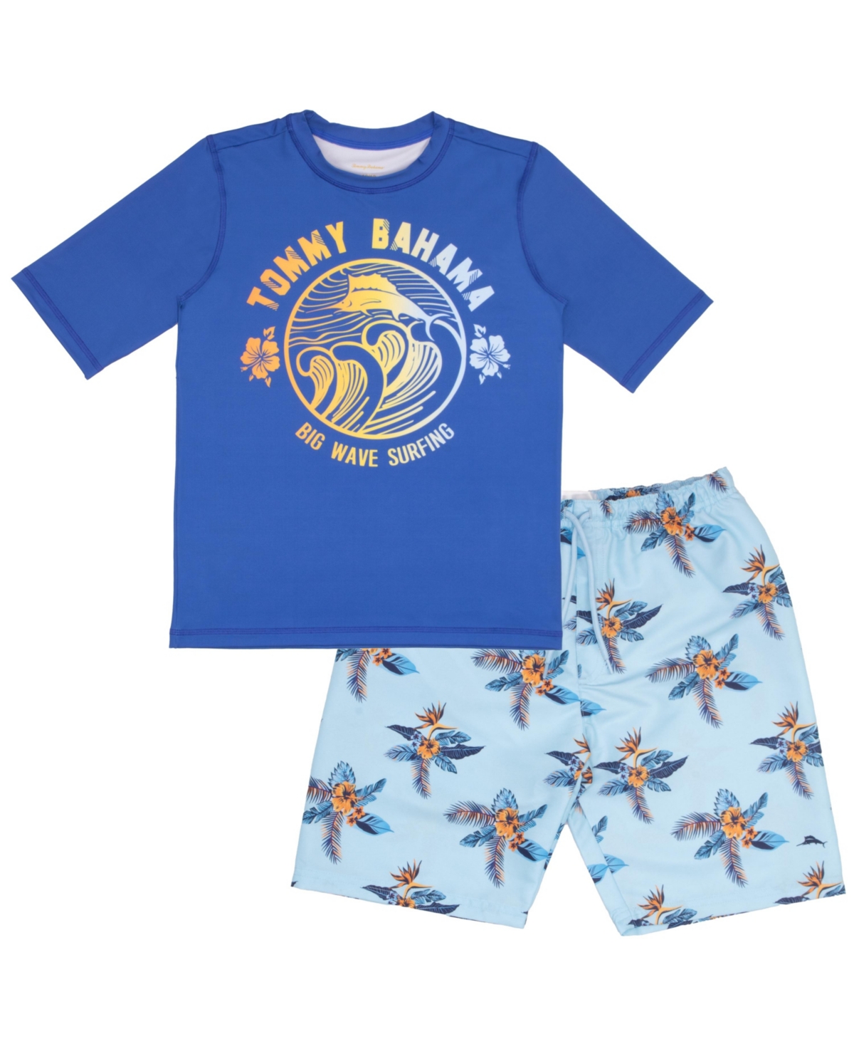 Boys Rash Guard and Swim Trunks 2-Piece Swimsuit Set - Royal blue