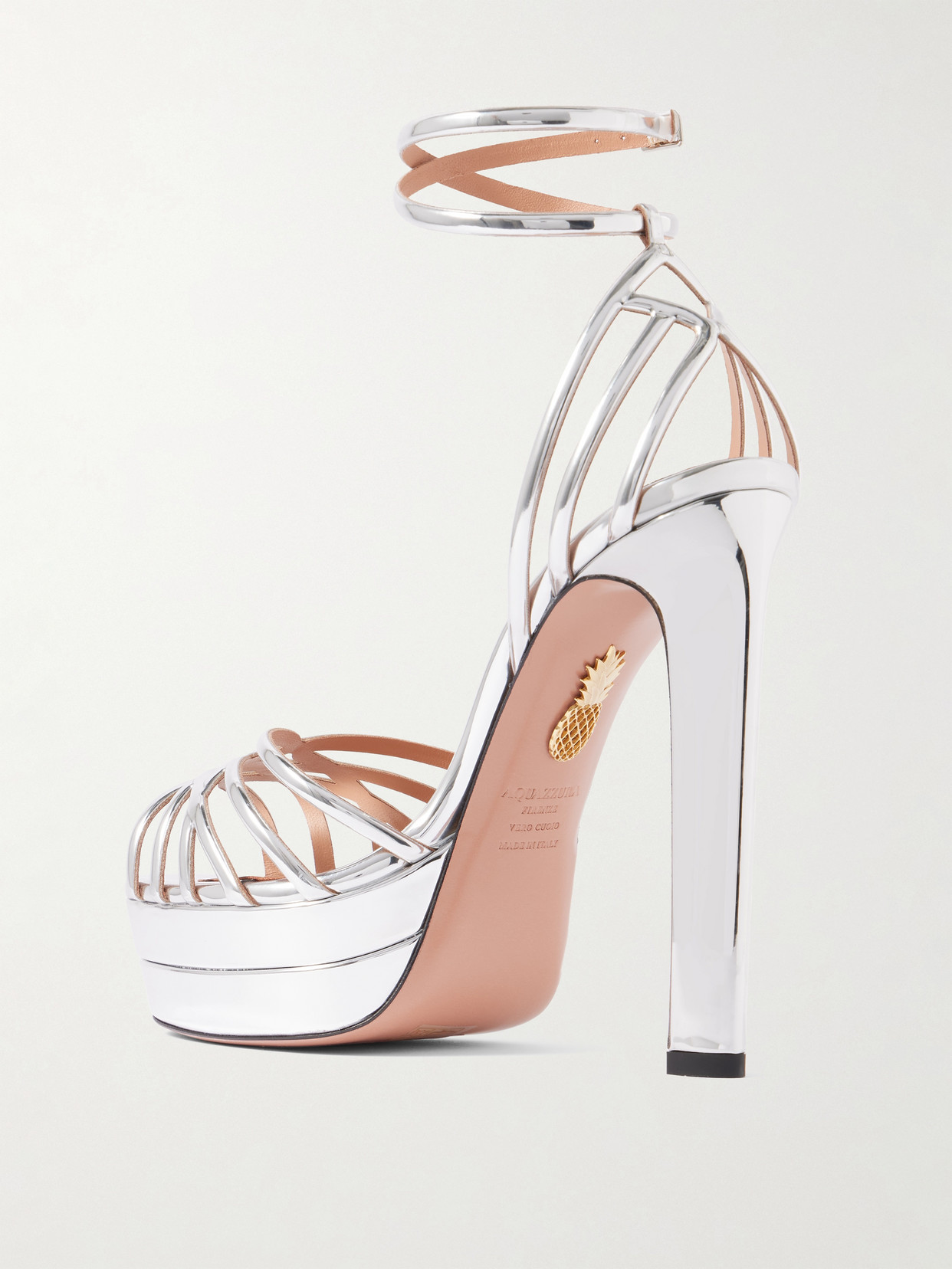 Wild Dream 105 Metallic Leather Platform Sandals - Silver