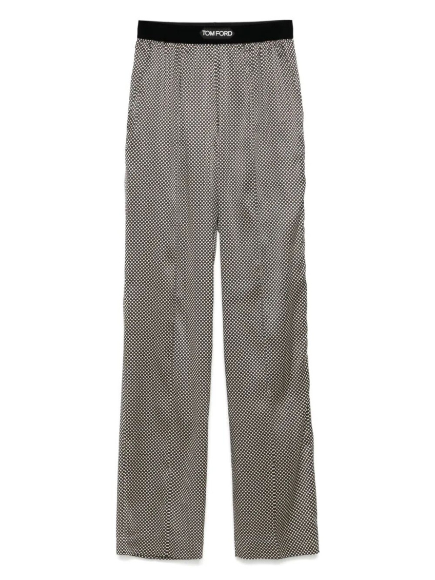 Black Polka Dot Silk Pj Pants