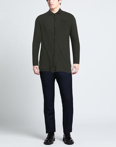 Man Shirt Dark green Size S Cotton, Linen